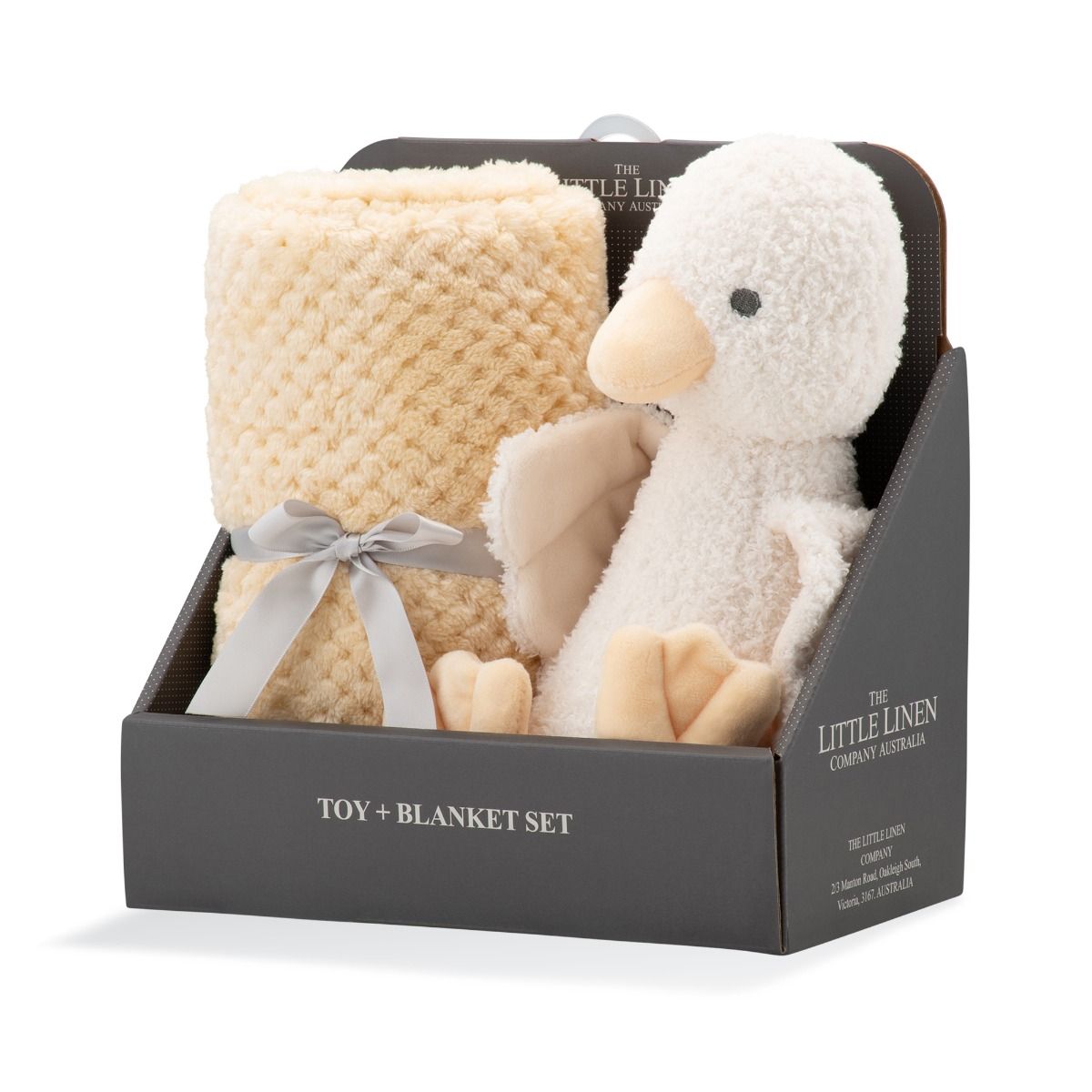 The Little Linen Company Plush Toy & Blanket - Fuzzy Duck | Gift Set for Baby | modandtod.com