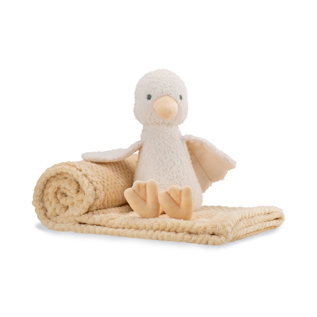 The Little Linen Company Plush Toy & Blanket - Fuzzy Duck | Gift Set for Baby | modandtod.com