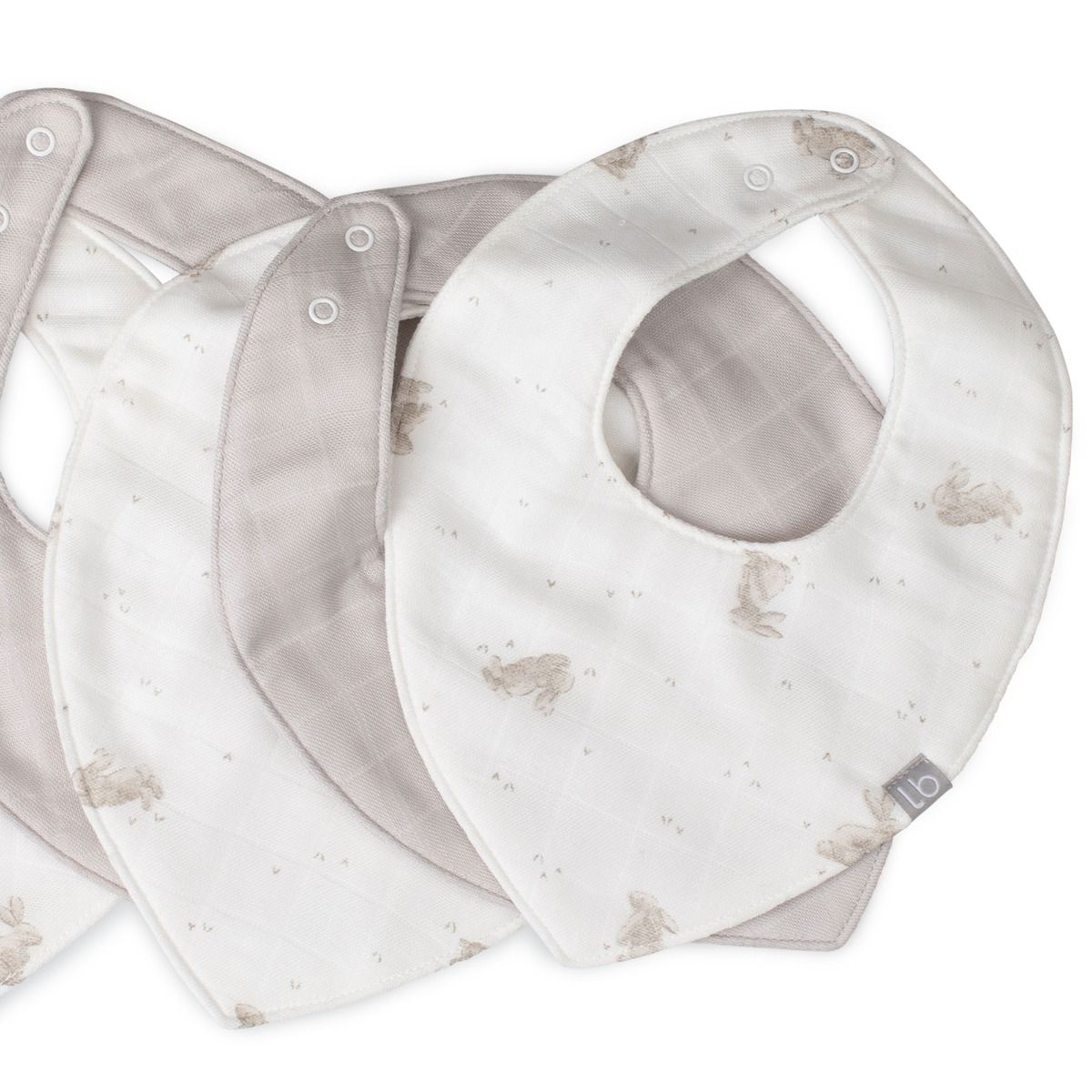 Little Bamboo Muslin Bib 5pk - Stone Grey | modandtod.com
