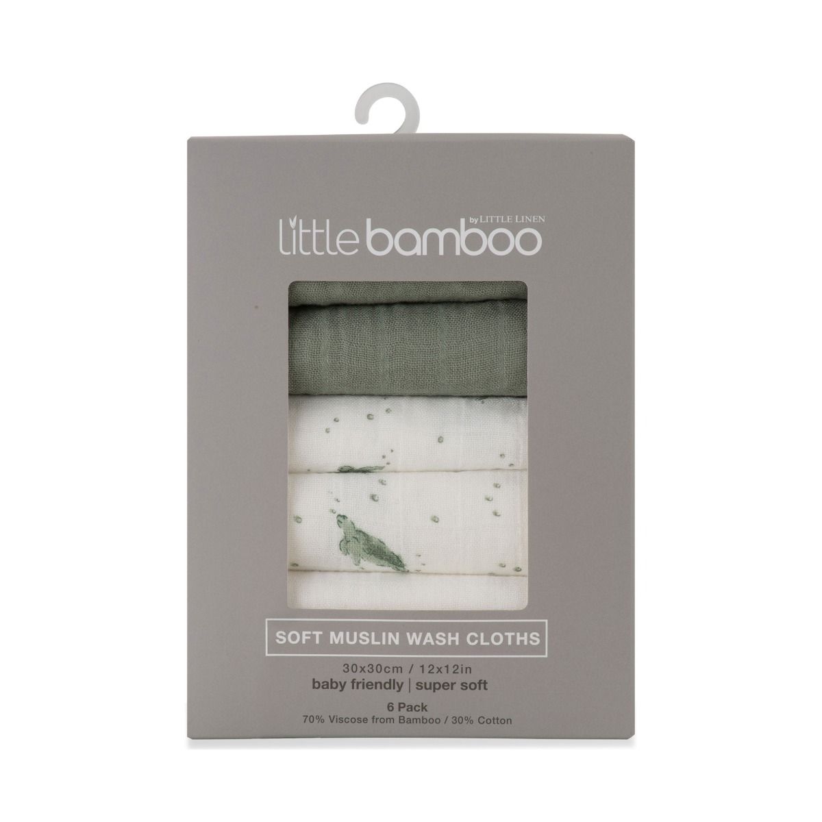 Little Bamboo Muslin Washers 6pk - Turtle Bay | modandtod.com