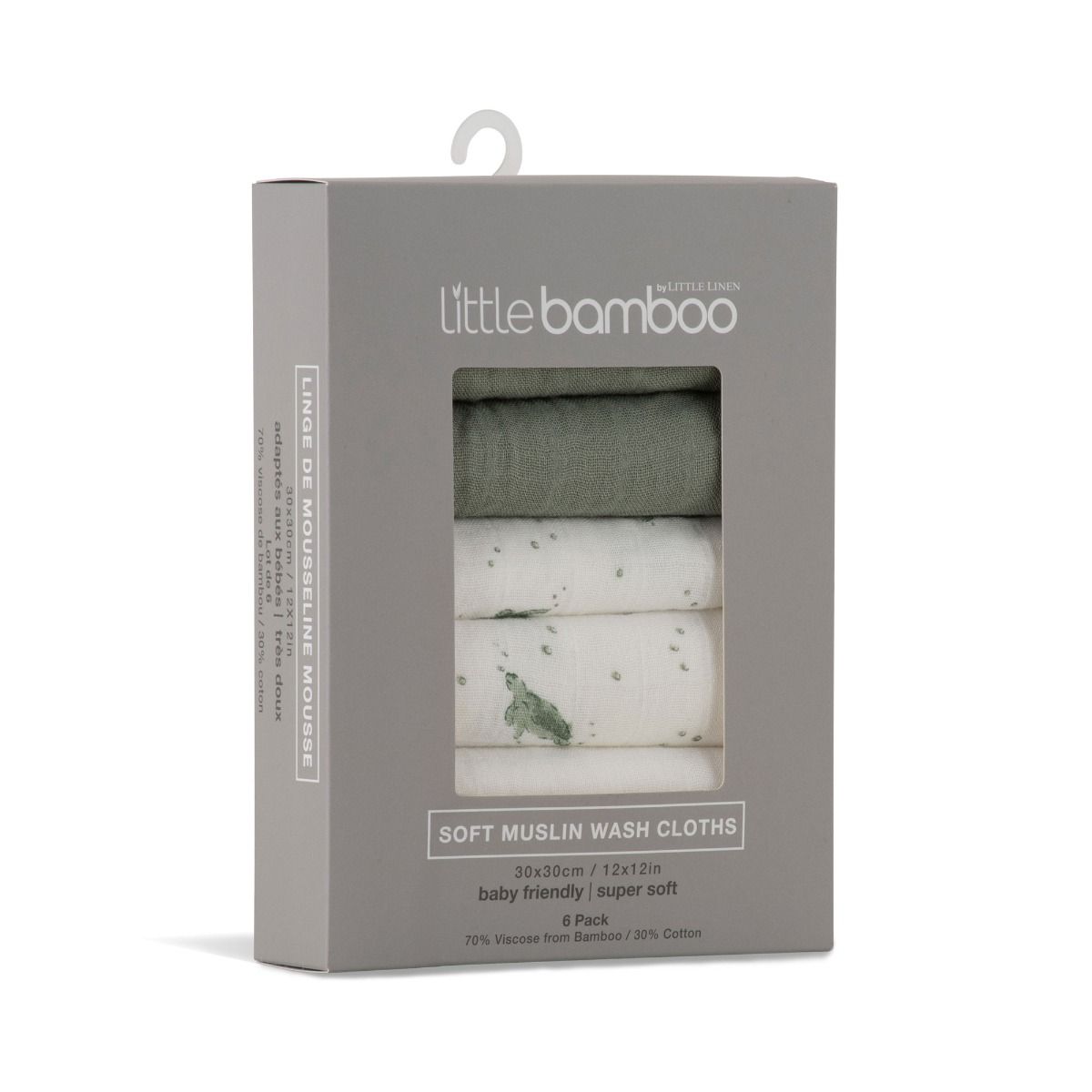 Little Bamboo Muslin Washers 6pk - Turtle Bay | modandtod.com