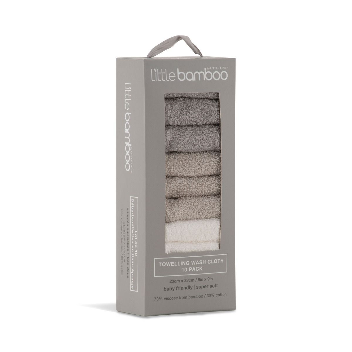 Little Bamboo Towelling Washer 10pk - Stone Grey | modandtod,com