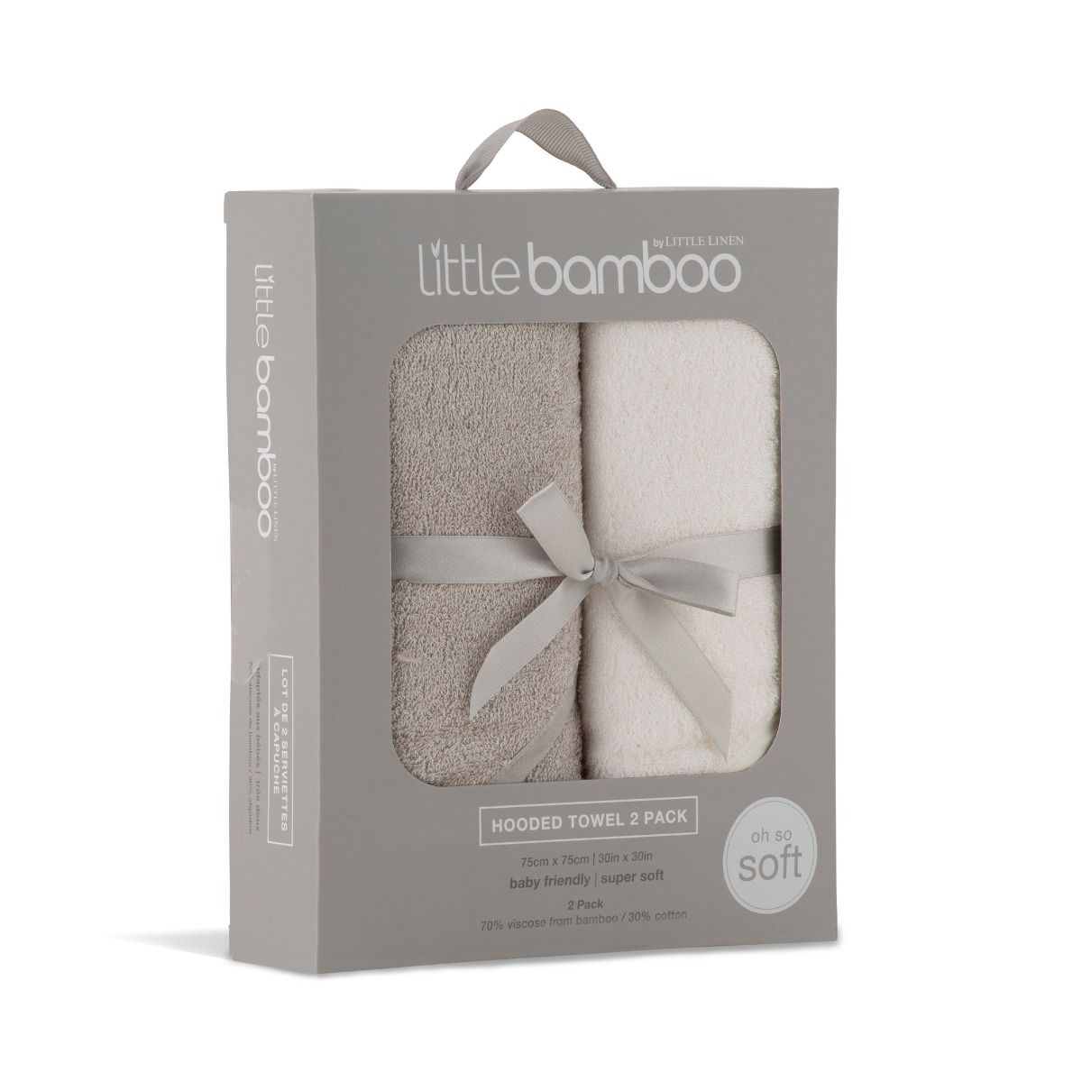 LITTLE BAMBOO HOODED TOWEL 2PK - STONE GREY | modandtod.com