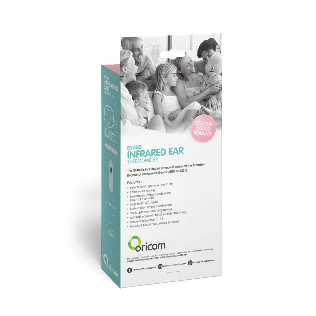 Oricom Infrared Ear Thermometer for newborn, baby and toddler. MOD & TOD