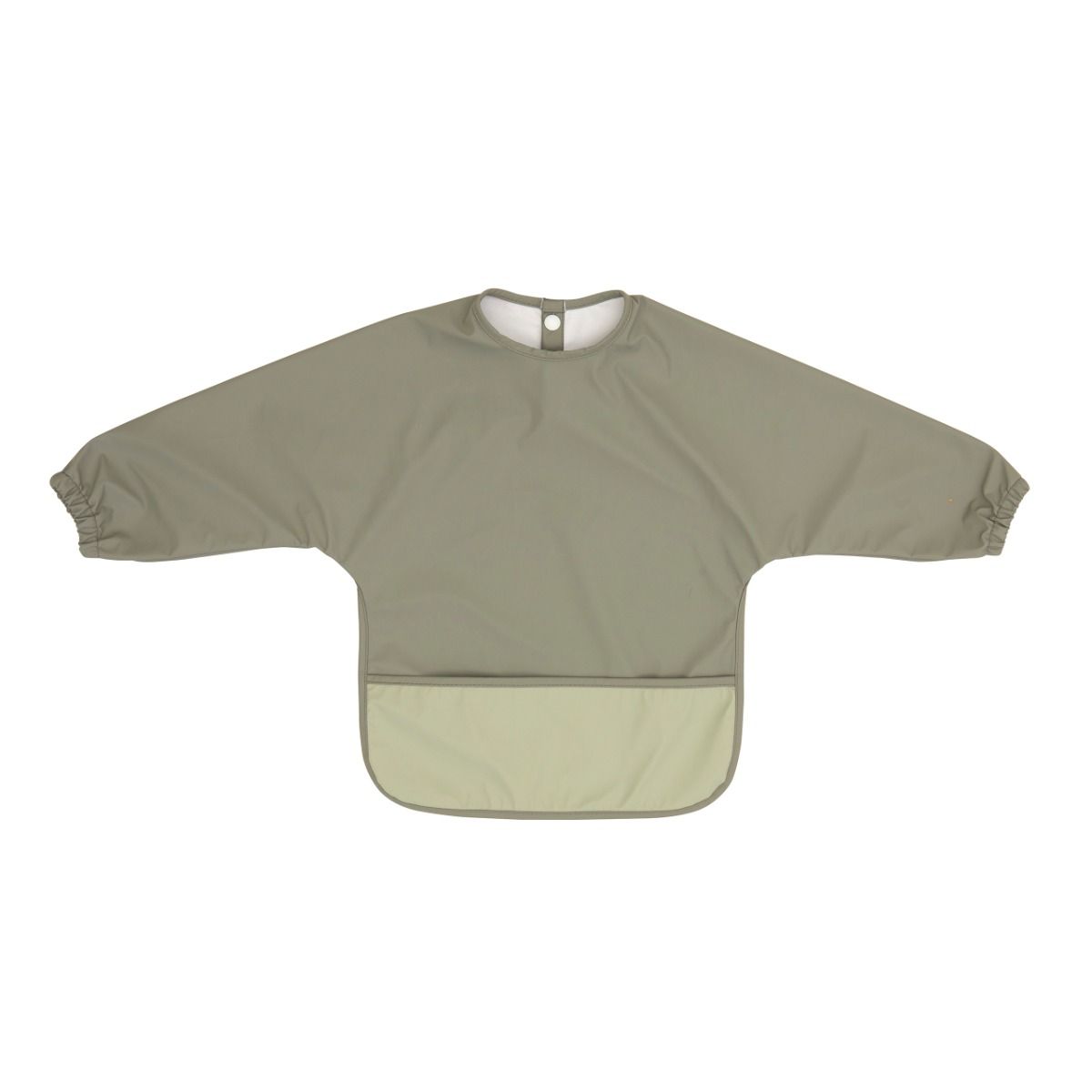 All4ella Recycled Long Sleeve Bib - Two-Tone Sage for baby and toddlers starting solids and baby led weaning. MOD & TOD