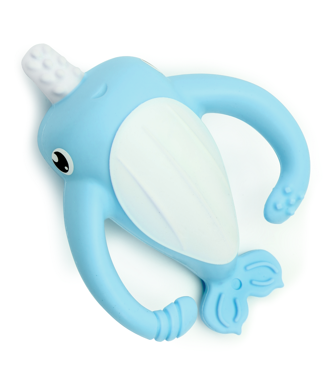 Smily Mia NORA NARWHAL SILICONE TEETHER - LIGHT BLUE | Baby Teething Toy | modandtod.com