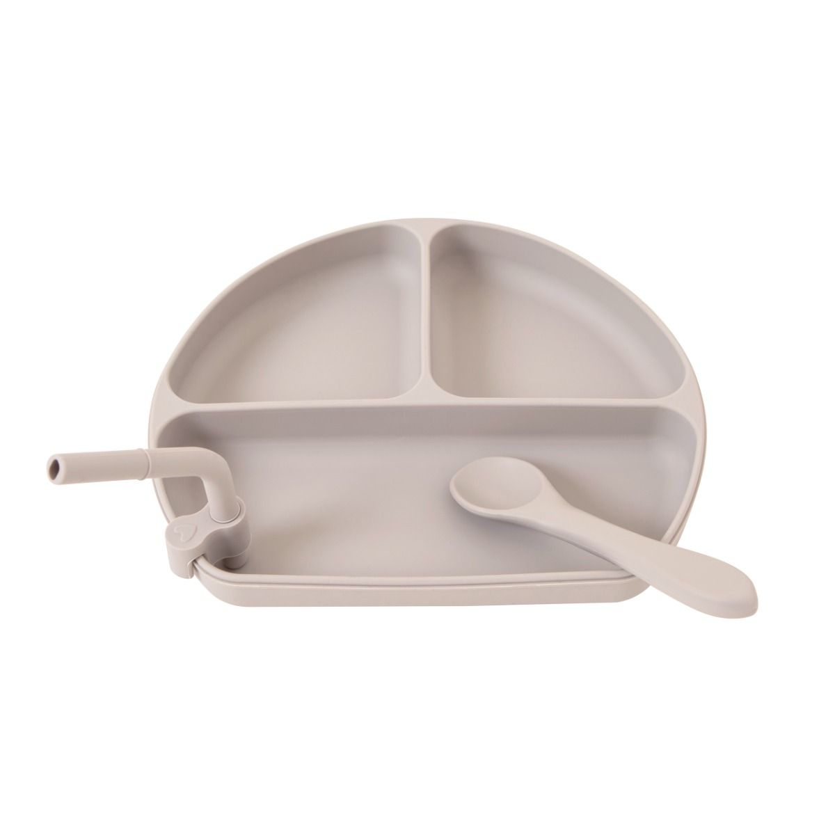 Silicone Suction Plate with Straw Spoon Stone