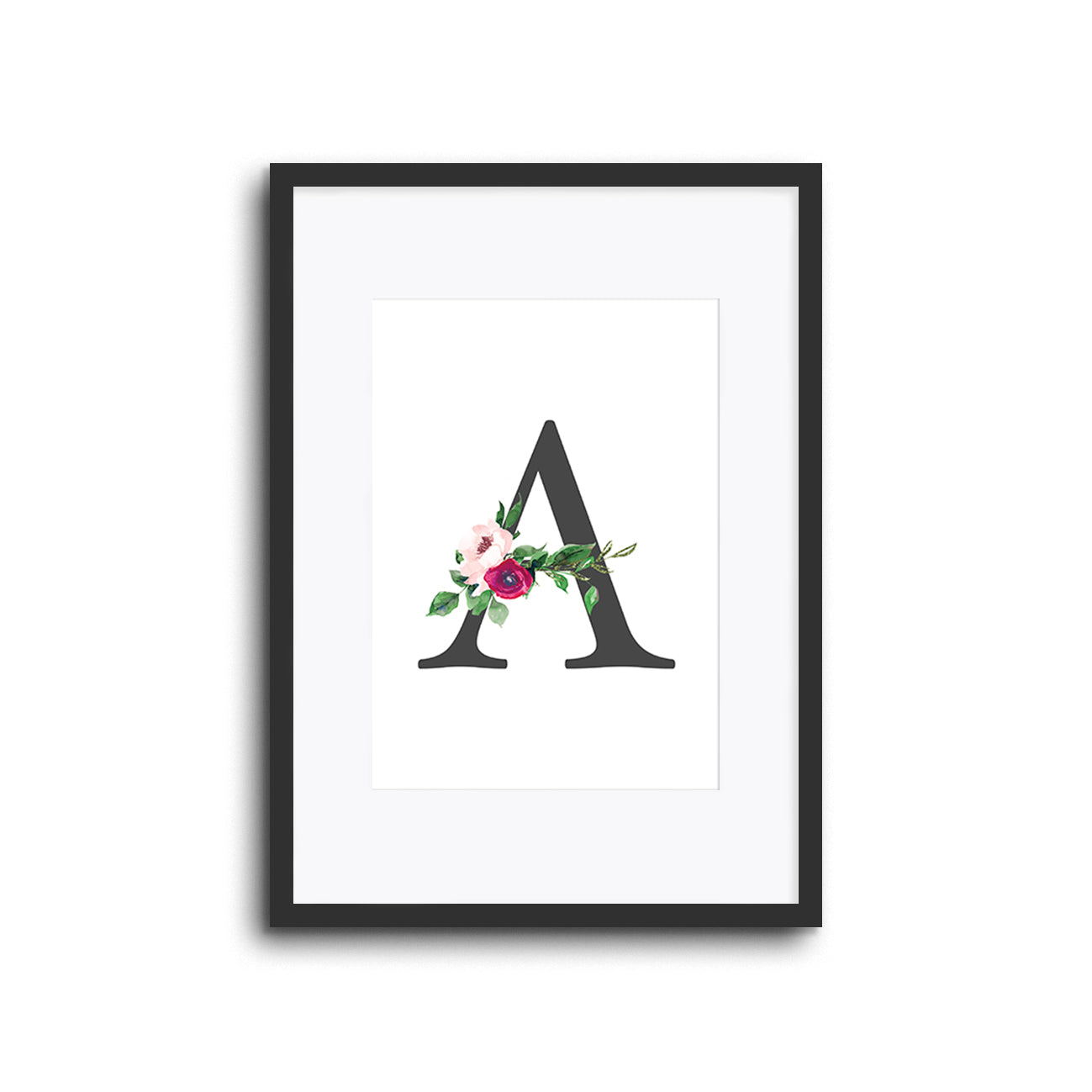 Floral Initials Letters Wall Print Nursery Decor