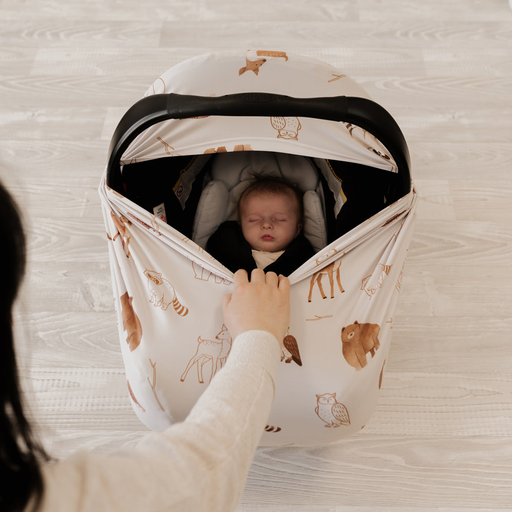 5 in 1 Multi Use Cover - Woodland Animals - Capsule Cover, Highchair Cover, Shopping Trolley Cover, Breastfeeding Cover, Nursing Scarf