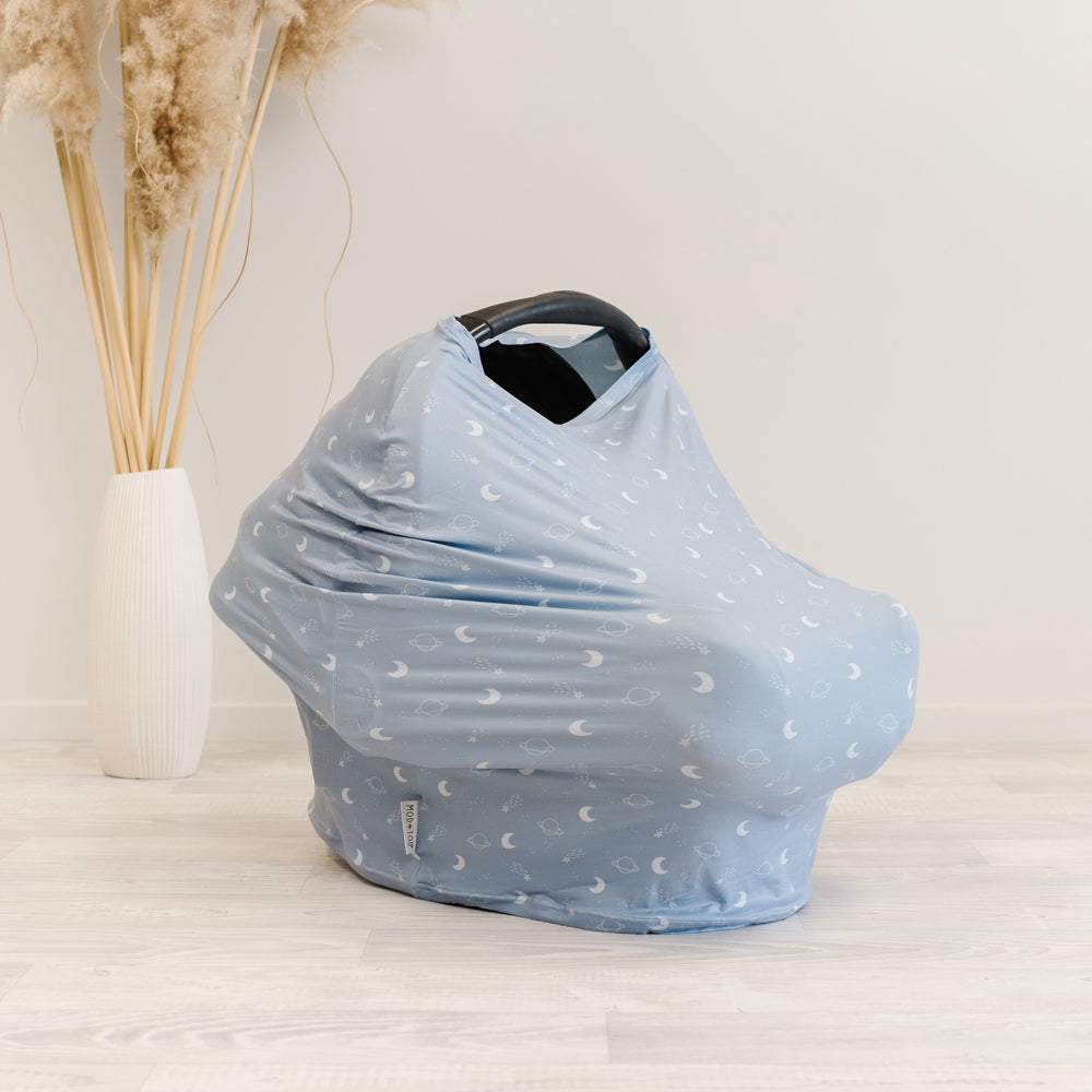 5 in 1 Multi Use Cover - Galaxy Quest - Capsule Cover, Highchair Cover, Shopping Trolley Cover, Breastfeeding Cover, Infinity Scarf | modandtod.com