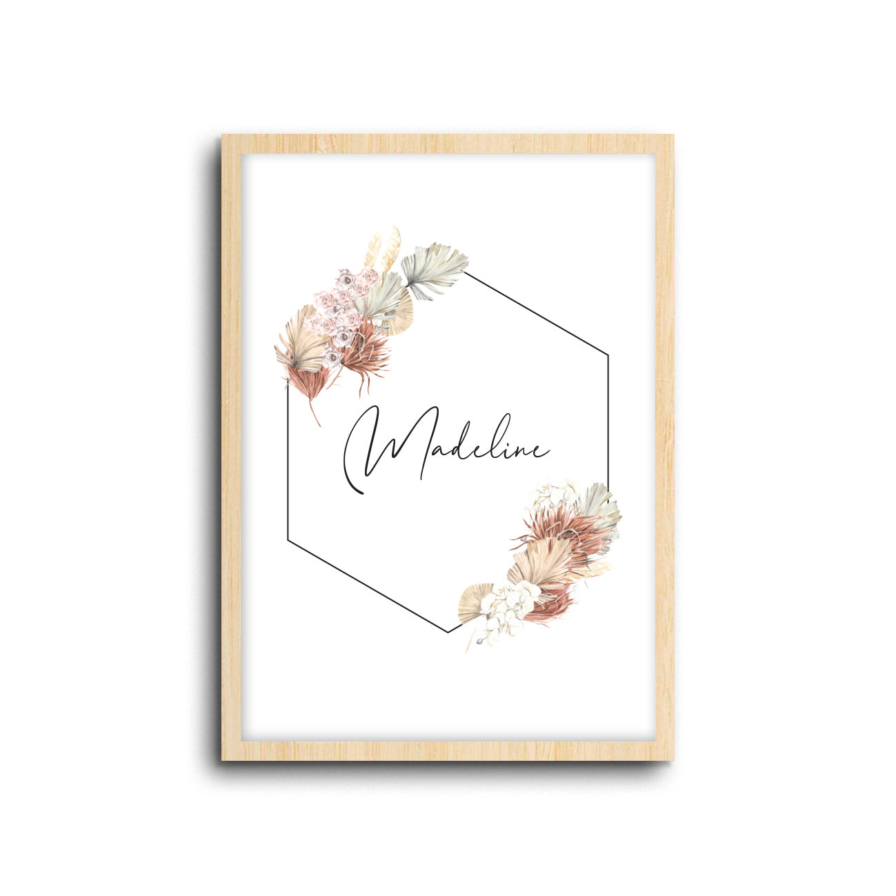 Boho Bouquet Custom Name Wall Print Nursery Art Kids Bedroom Art Bohemian home decor