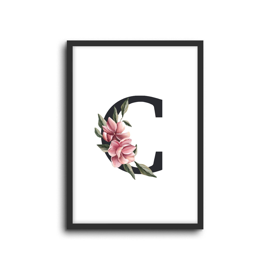 Magnolia Initials Letters Alphabet Wall Print Nursery Kids Room Decor