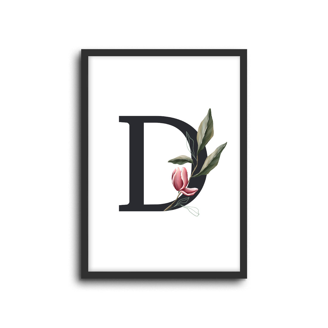 Magnolia Initials Letters Alphabet Wall Print Nursery Kids Room Decor
