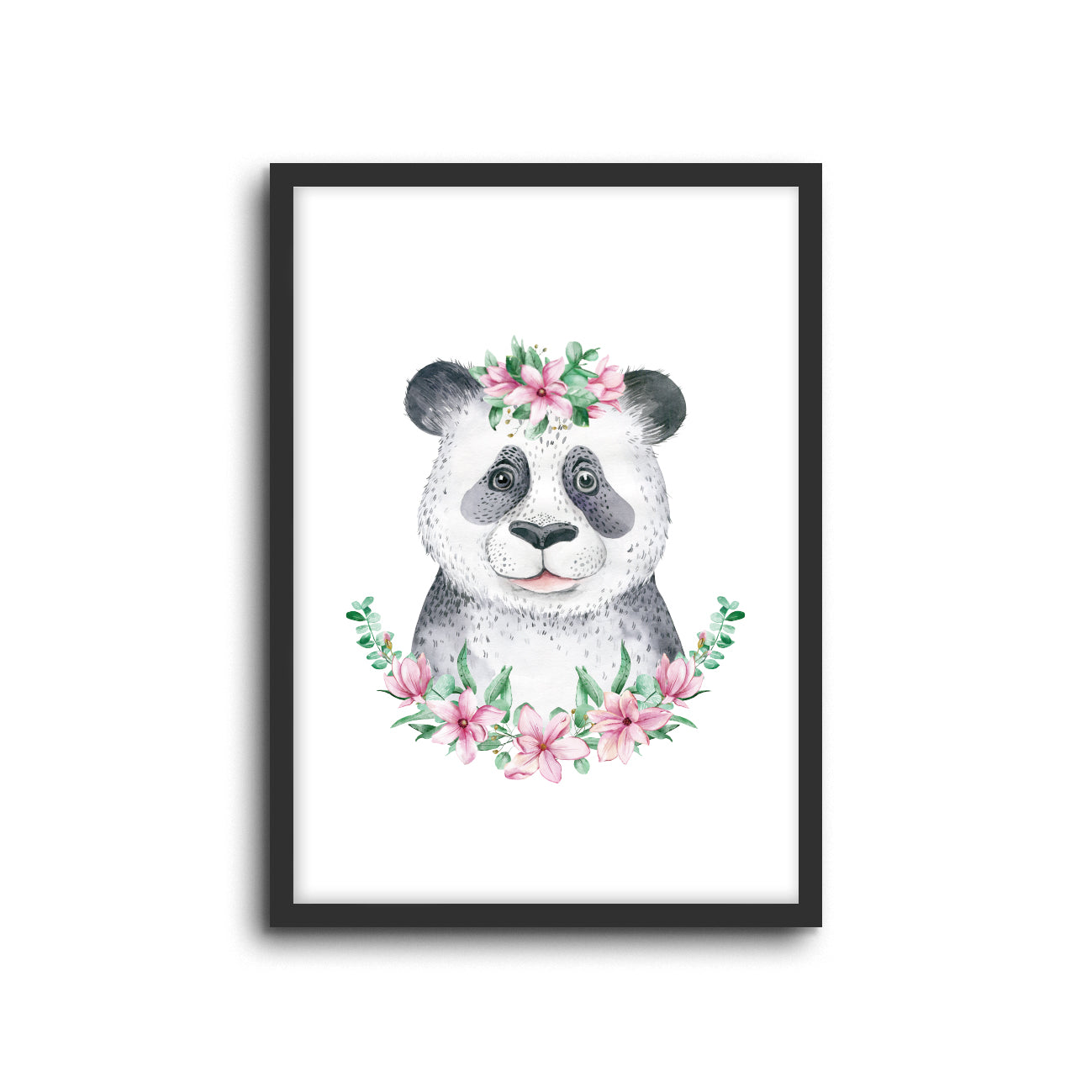 Panda - Floral Wall Print Baby Kids Room Nursery Art