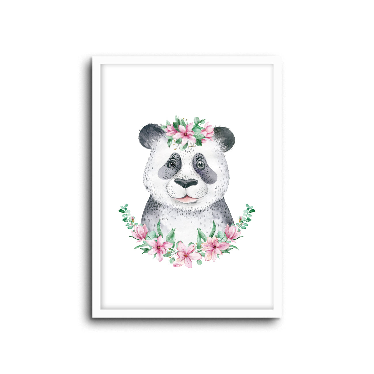 Panda - Floral Wall Print Baby Kids Room Nursery Art