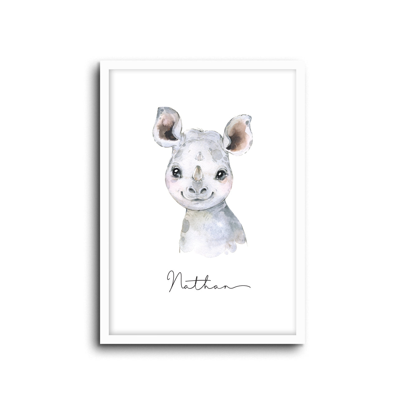 Rhino Wall Print Baby Kids Room Nursery Art Custom Name