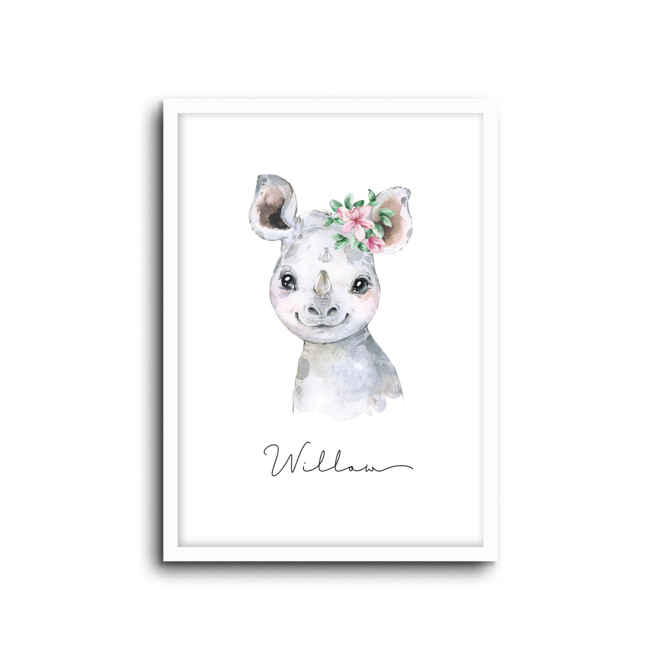 Rhino Wall Print Baby Kids Room Nursery Art Custom Name