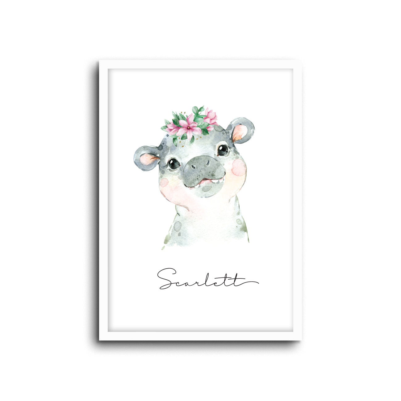 Hippo Wall Print Baby Kids Room Nursery Art Custom Name