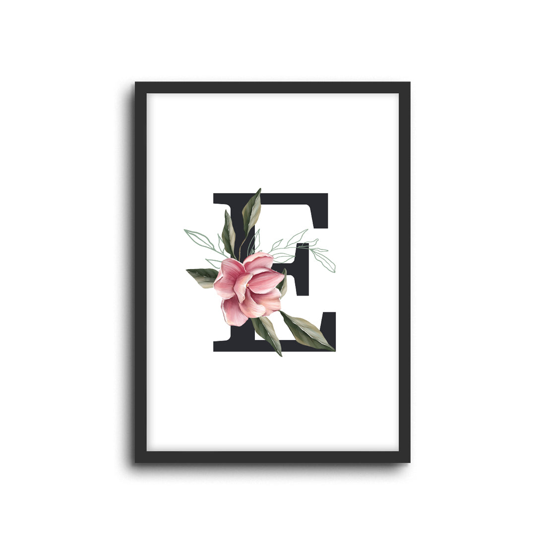 Magnolia Initials Letters Alphabet Wall Print Nursery Kids Room Decor