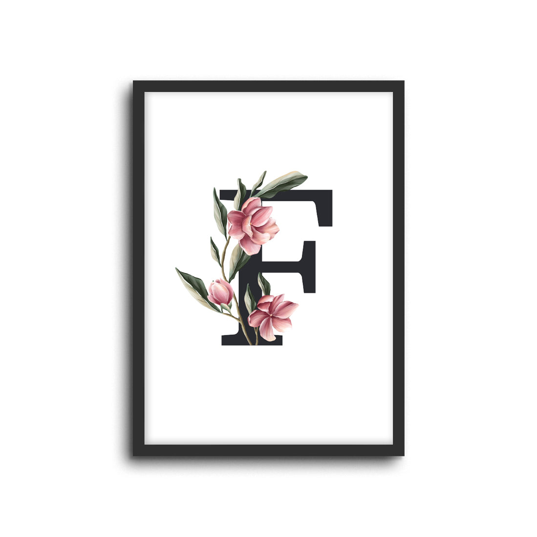 Magnolia Initials Letters Alphabet Wall Print Nursery Kids Room Decor