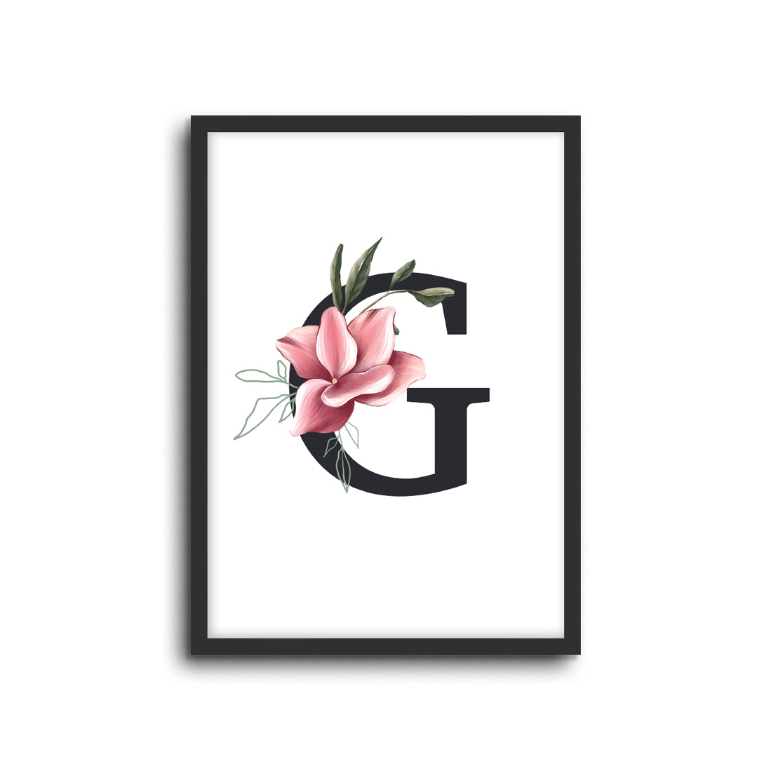 Magnolia Initials Letters Alphabet Wall Print Nursery Kids Room Decor