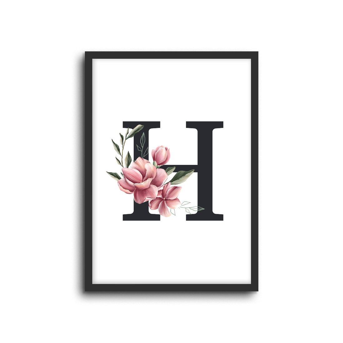Magnolia Initials Letters Alphabet Wall Print Nursery Kids Room Decor