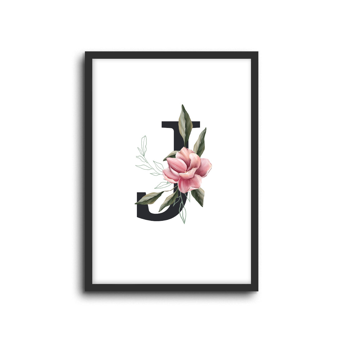Magnolia Initials Letters Alphabet Wall Print Nursery Kids Room Decor