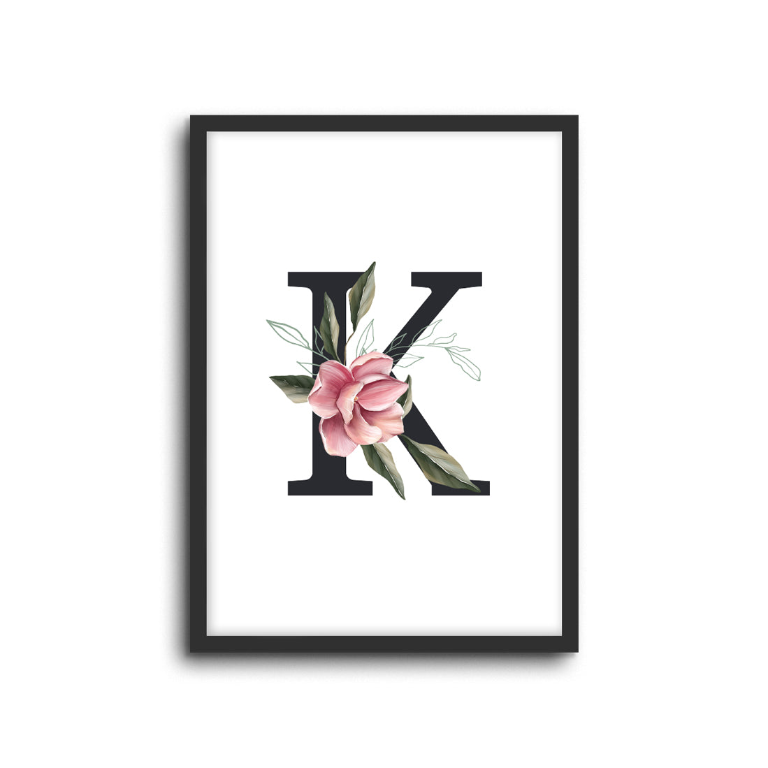 Magnolia Initials Letters Alphabet Wall Print Nursery Kids Room Decor