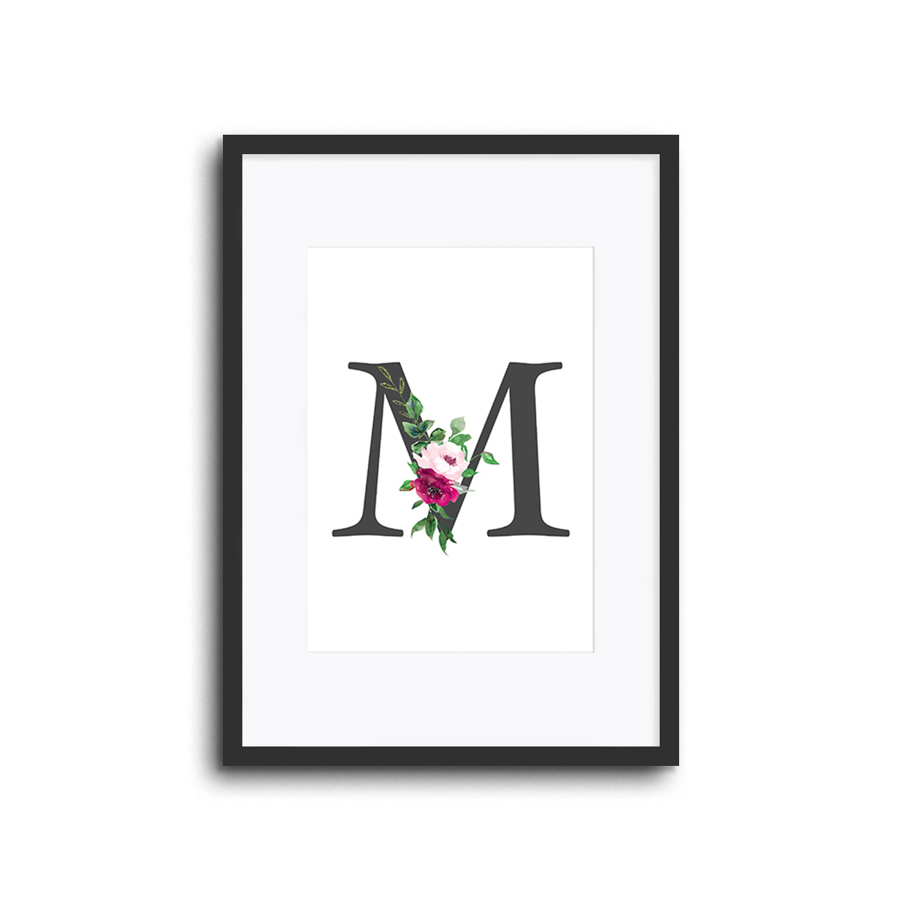 Floral Initials Letters Wall Print Nursery Decor