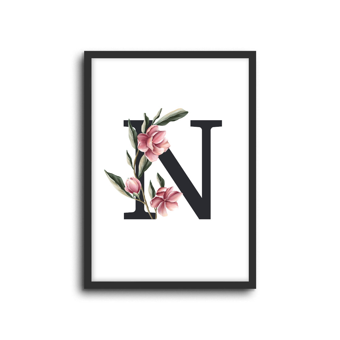 Magnolia Initials Letters Alphabet Wall Print Nursery Kids Room Decor