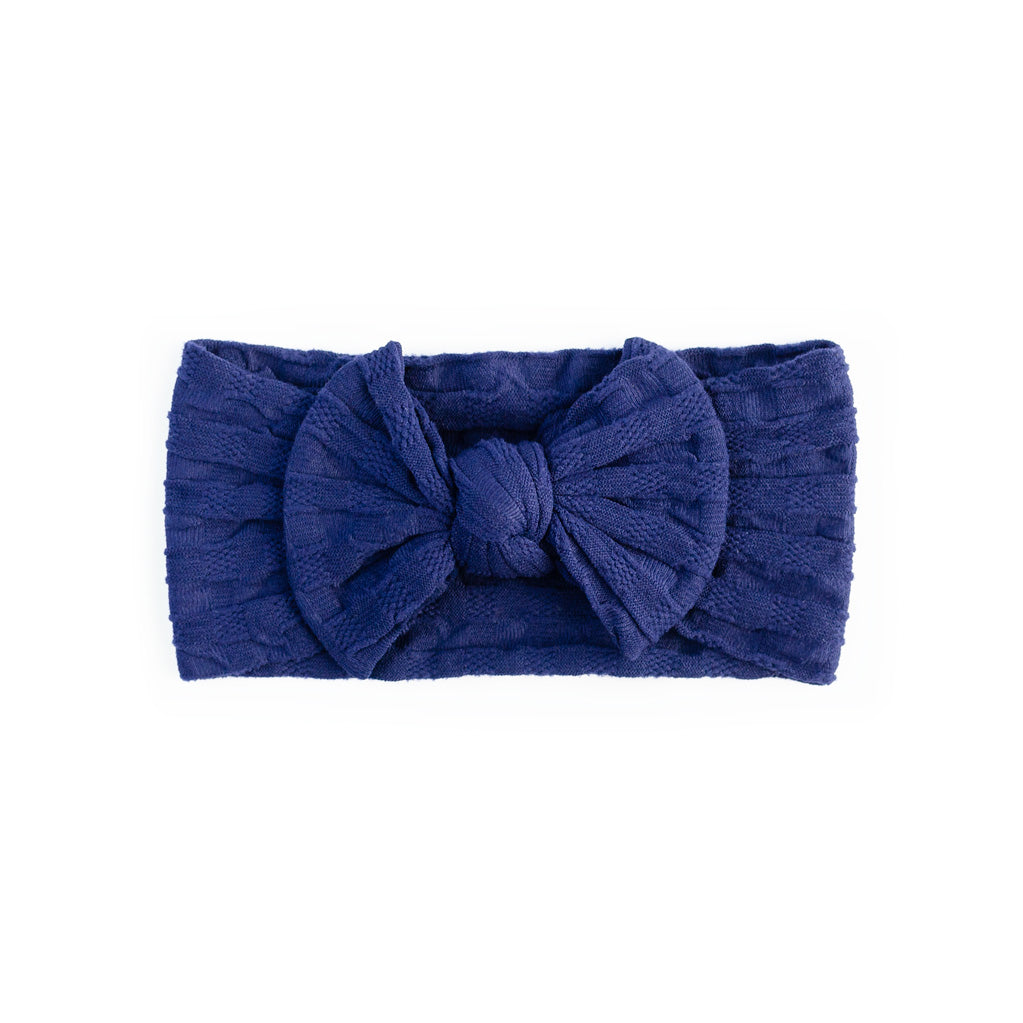 Waffle Bow Headbands - Navy - Baby Girl