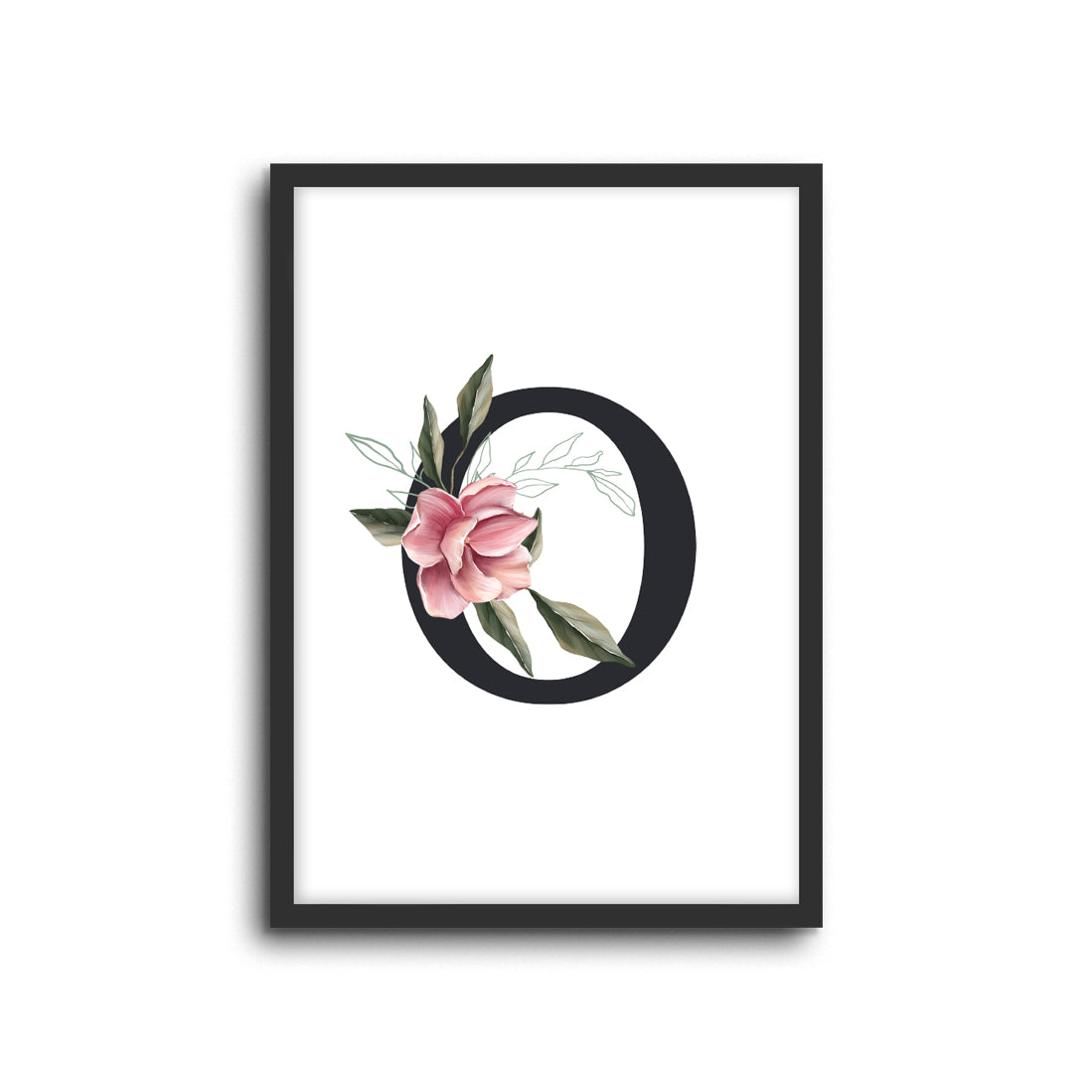 Magnolia Initials Letters Alphabet Wall Print Nursery Kids Room Decor