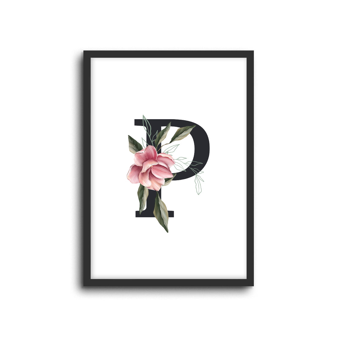 Magnolia Initials Letters Alphabet Wall Print Nursery Kids Room Decor