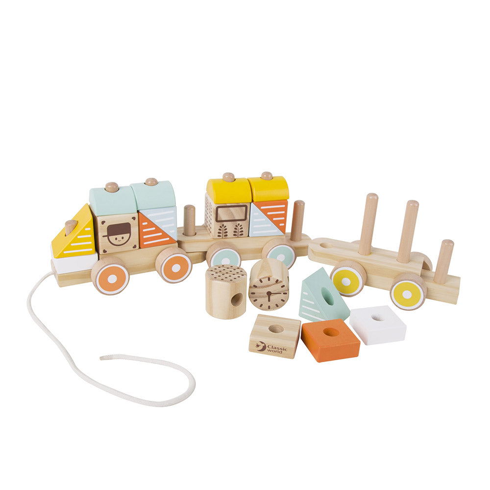 Classic World wooden Pull Train Pastel for toddler and kids