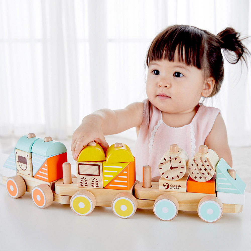 Classic World wooden Pull Train Pastel for toddler and kids