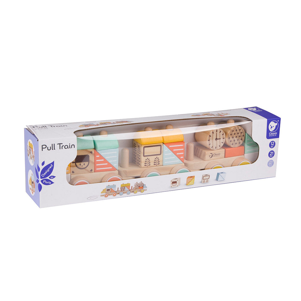 Classic World wooden Pull Train Pastel for toddler and kids