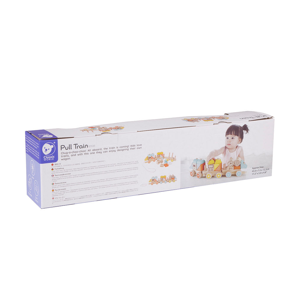 Classic World wooden Pull Train Pastel for toddler and kids