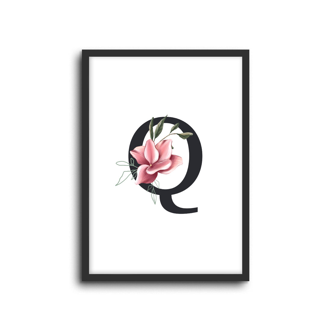 Magnolia Initials Letters Alphabet Wall Print Nursery Kids Room Decor