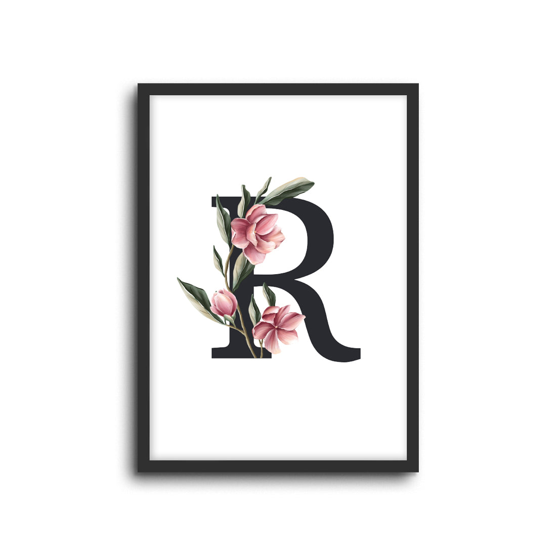 Magnolia Initials Letters Alphabet Wall Print Nursery Kids Room Decor