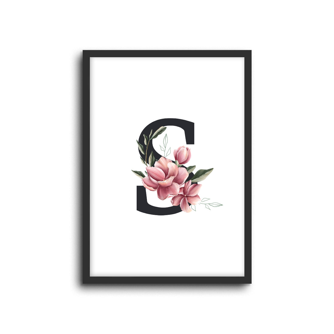 Magnolia Initials Letters Alphabet Wall Print Nursery Kids Room Decor