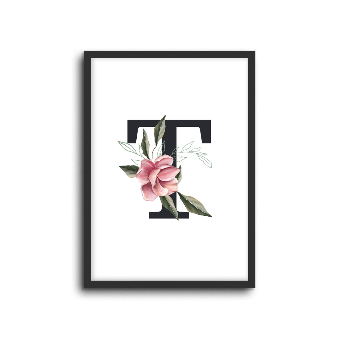 Magnolia Initials Letters Alphabet Wall Print Nursery Kids Room Decor