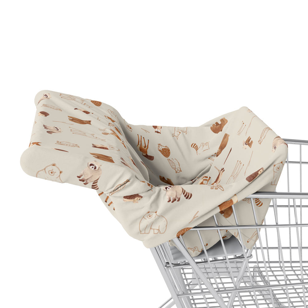 5 in 1 Multi Use Cover - Woodland Animals - Capsule Cover, Highchair Cover, Shopping Trolley Cover, Breastfeeding Cover, Nursing Scarf