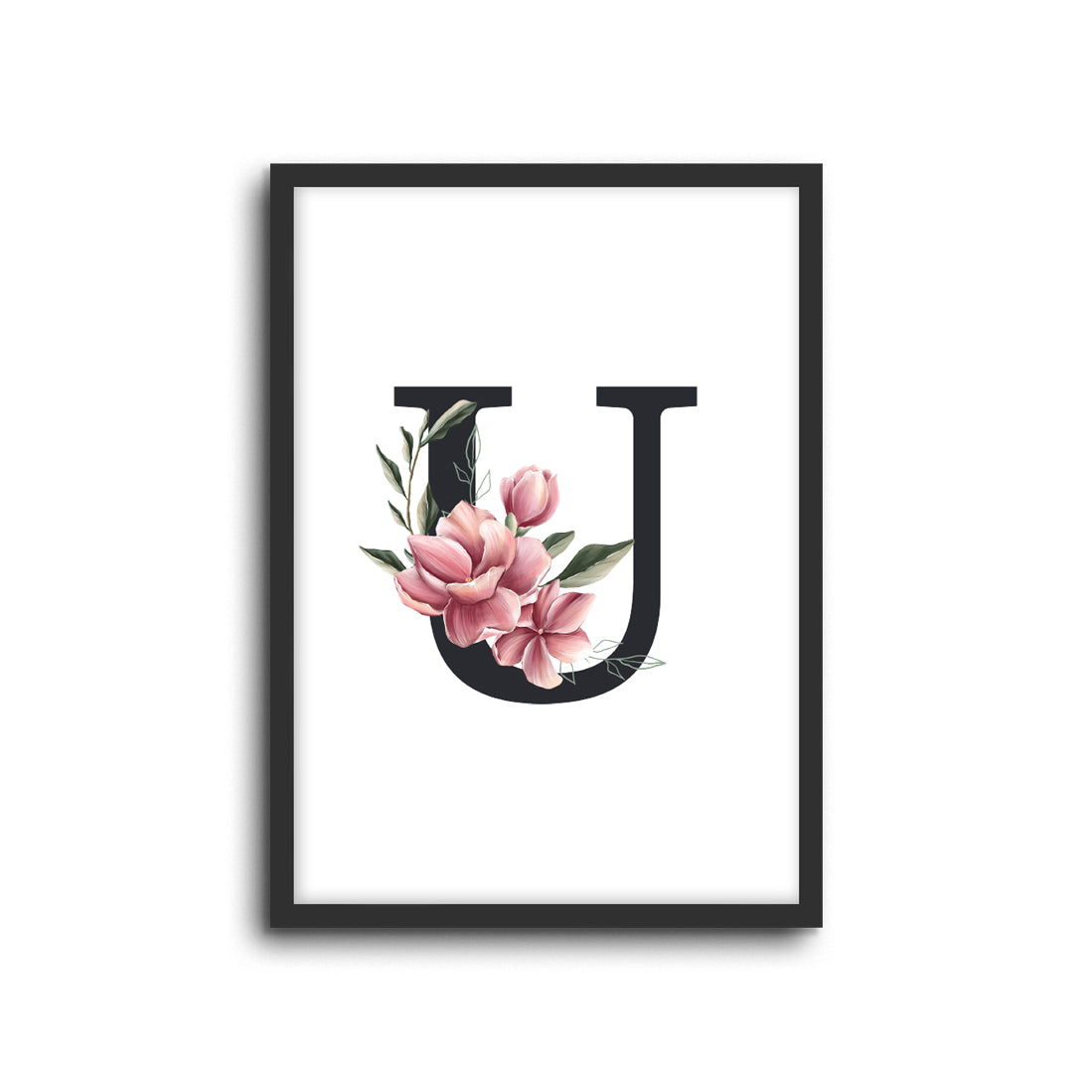 Magnolia Initials Letters Alphabet Wall Print Nursery Kids Room Decor