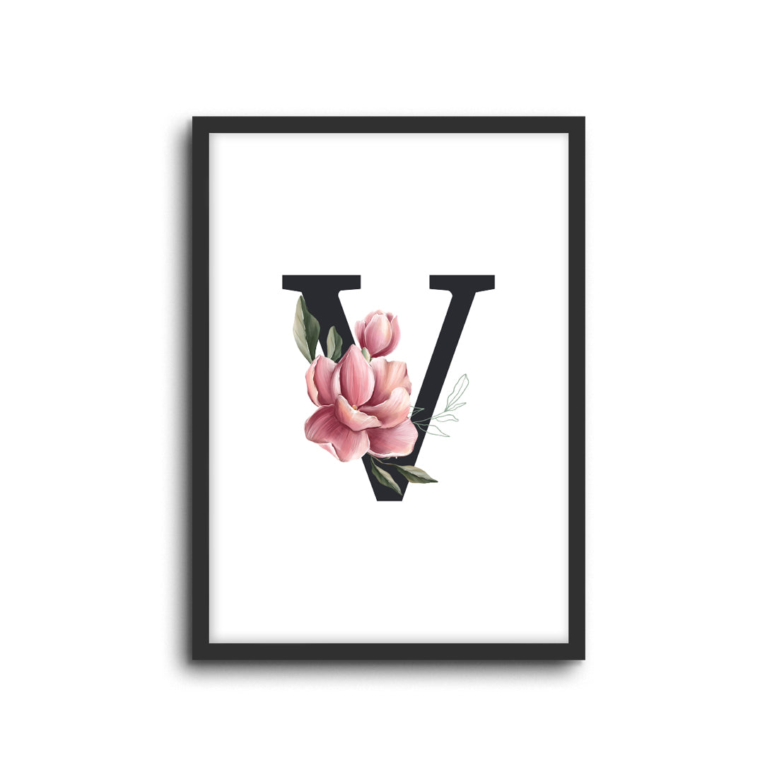 Magnolia Initials Letters Alphabet Wall Print Nursery Kids Room Decor