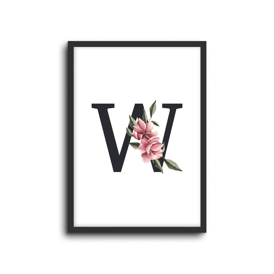 Magnolia Initials Letters Alphabet Wall Print Nursery Kids Room Decor