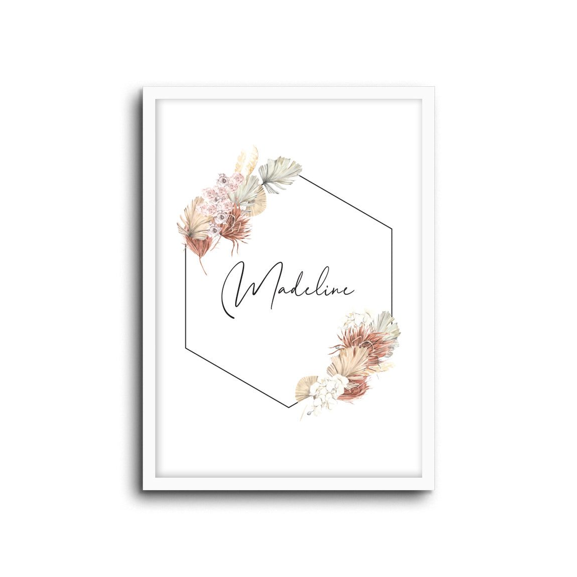 Boho Bouquet Custom Name Wall Print Nursery Art Kids Bedroom Art Bohemian home decor