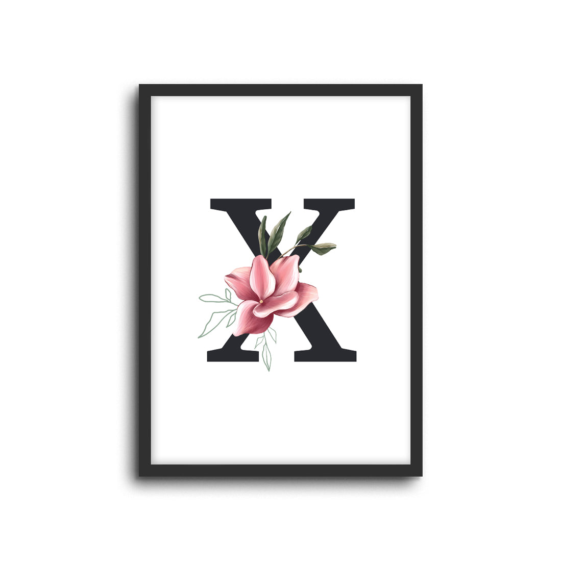 Magnolia Initials Letters Alphabet Wall Print Nursery Kids Room Decor