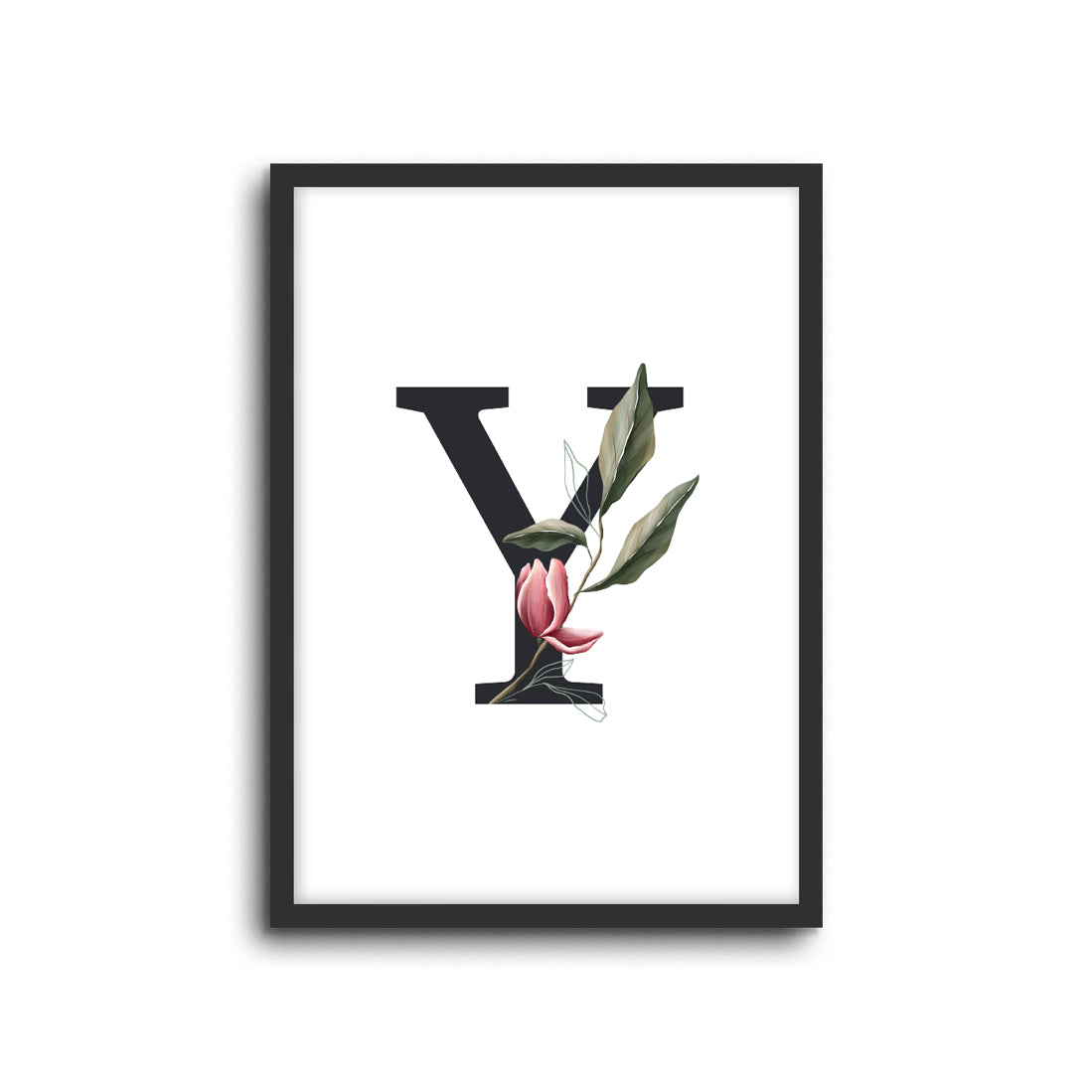 Magnolia Initials Letters Alphabet Wall Print Nursery Kids Room Decor