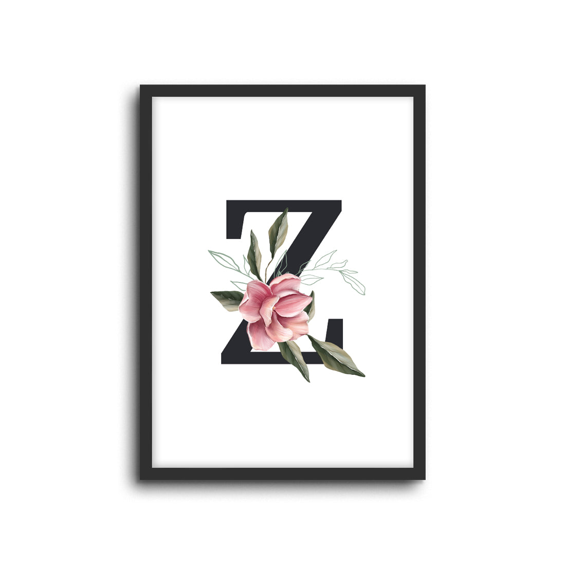Magnolia Initials Letters Alphabet Wall Print Nursery Kids Room Decor