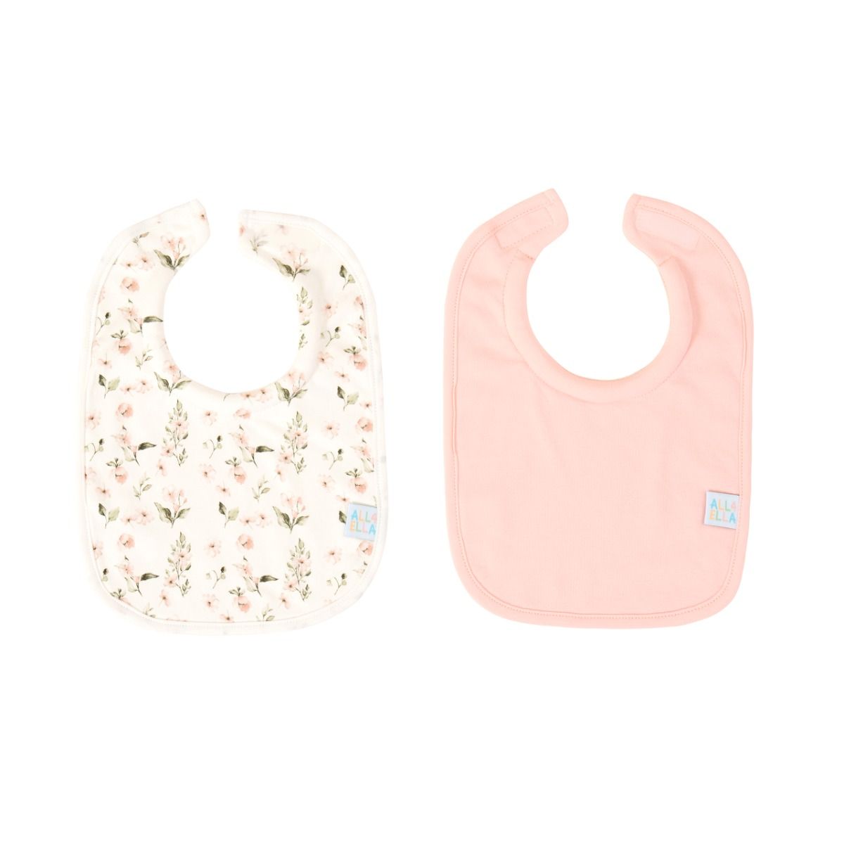 All4Ella Roll Neck Bib 2PK - Pink Flower for baby. MOD & TOD